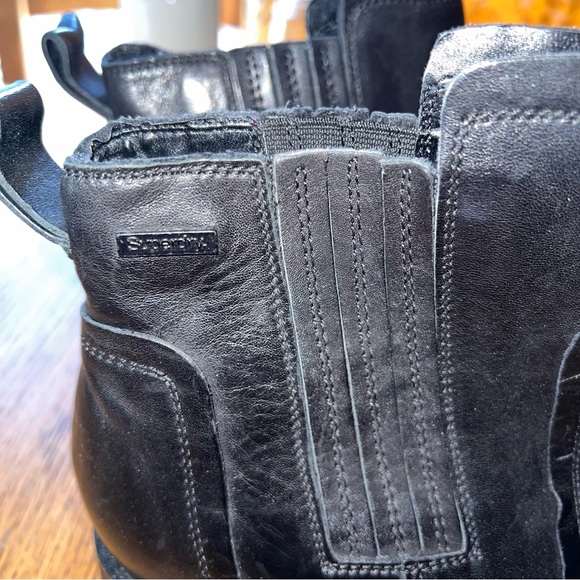 Superdry Black Leather Ankle Chelsea Boots Size 7 - Picture 3 of 12